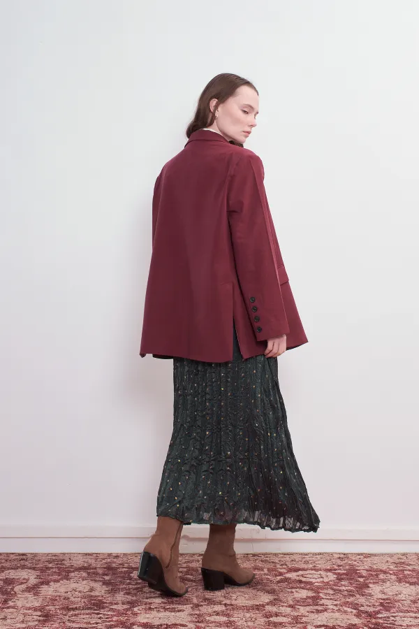 Oversize Natural Blazer Ceket Vişne