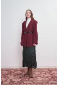 Oversize Natural Blazer Ceket Vişne