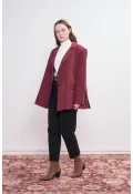 Oversize Natural Blazer Ceket Vişne