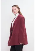 Oversize Natural Blazer Ceket Vişne