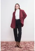 Oversize Natural Blazer Ceket Vişne